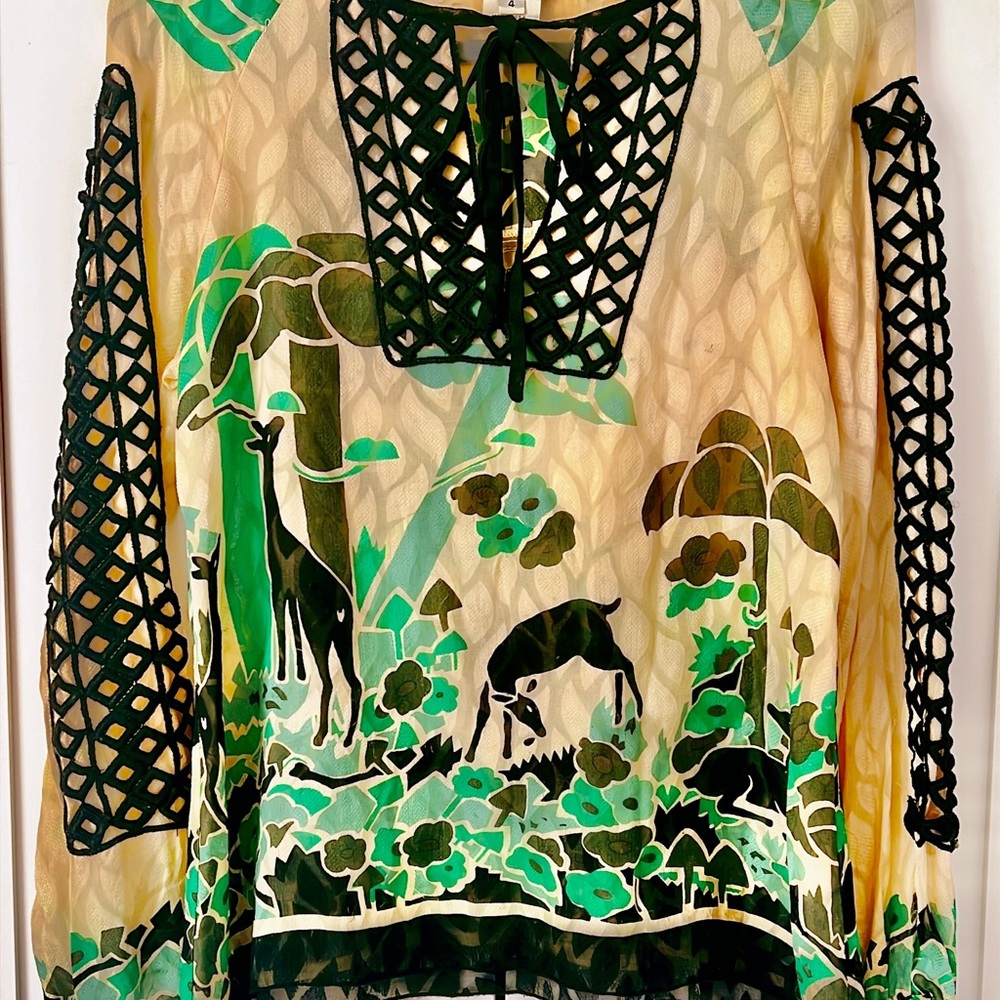 Anna Sui Deer Nature Silk Blouse